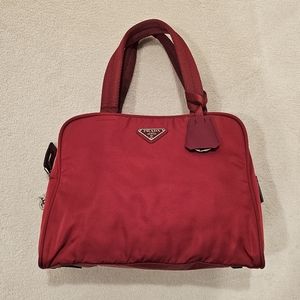 Authentic Prada Red Nylon Vintage Tessuto Handbag shoulder bag purse tote Bag